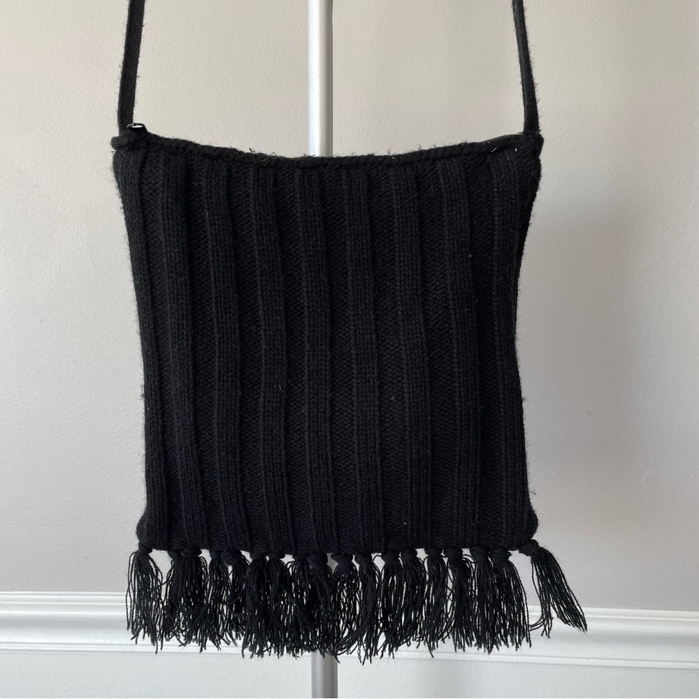 Knit Shoulder Crossbody Bag Black - Picture 2 of 5